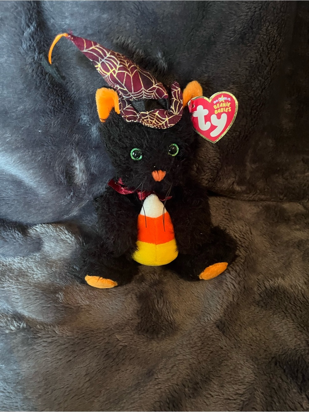 Ty Black & Orange Halloween Cat Plush -Frightful - tags attached